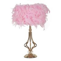 lampara de mesa con plumas rosa cm o 25x54