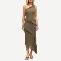 samsoe samsoe samoena 15154 woven dress - l - dark greige