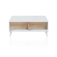mesa de centro elevable melamina blanco brillo - roble canadian