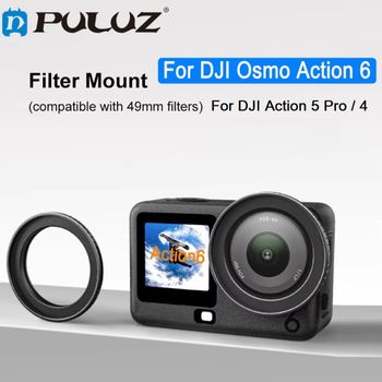 Adaptador de Montaje de Filtro PULUZ de 49mm para DJI Osmo Action 6/Action 5 Pro/Action 4, Soporte de Filtro para Cámara, Marco Protector de Filtro de Metal
