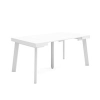 mesa consola extensible mesa comedor plegable 160 para 8 comensales patas de madera estilo moderno blanco