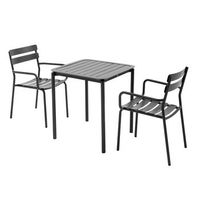 mesa de terraza cuadrada 70 x 70 cm y 2 sillones negros almada - oviala