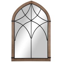 homcom espejo de pared de madera 93x60cm estilo vintage con 2 ganchos para salon dormitorio comedor entrada marron   aosom espana
