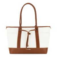 bolso de compras efecto lona con ribete efecto piel en contraste leathernatural