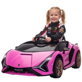 HOMCOM Coche Eléctrico Infantil Mando a Distancia MP3 USB Faros 12V 3-5 km/h 108x62x40 cm Rosa   Aosom España