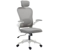 homcom silla de oficina giratoria silla de escritorio de malla transpirable con altura ajustable reposacabezas y soporte lumbar ajustables silla de despacho basculante carga 120 kg gris
