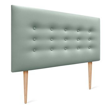 Dhome Cabecero De Polipiel Con 3 Hileras De Botones Y Patas Cabezal Tapizado Cama Lujo (verde Agua, 110cm)