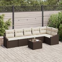 conjunto de sofas de jardin de 6 piezas con cojines gris ratan sintetico v3345 unico  marron