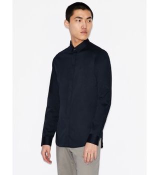 A|X Armani Exchange para hombre. 8NZCBDZN10Z1510 Camisa Classic marino (S), Casual, Fiesta, Algodón, Clásico, Manga larga