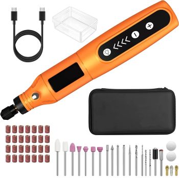 Mini herramienta rotativa inalámbrica con carga USB de 5 velocidades y kit de 55 accesorios. Herramienta rotativa multiu