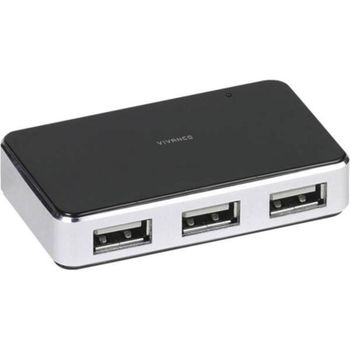 Hub Vivanco 4 puertos 480 Mbps USB 2.0 modelo VVITHUB2V4PORTS Negro Plata