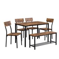 conjunto mesa silla y banco industrial urban meuble - marron