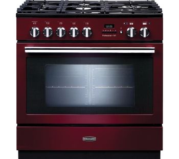 RANGEMASTER Professional FXP 90 Dual Fuel Range Cooker - Cranberry & Chrome, Cranberry