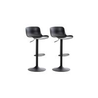 set de 2 taburetes de bar regulable en plastico negro