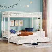 cama litera 90x200 estructura hierro infantil extraible barandillas altas norma en747 robusta blanca