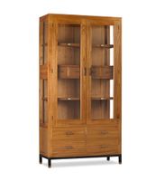 vitrina de madera de mindi marron y hierro negro alt 190 cm