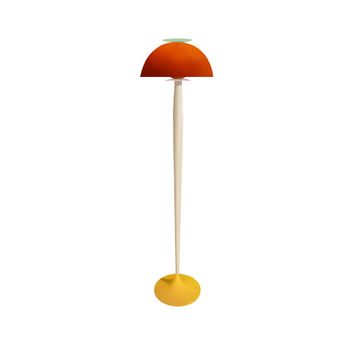 Lámpara de pie columna madera metal Pantalla orange