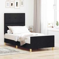 vidaxl estructura de cama con cabecera negro 90 x 190 cm tela