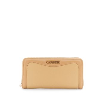 cartera efecto piel con cremallera y letras biscuit taglia unica