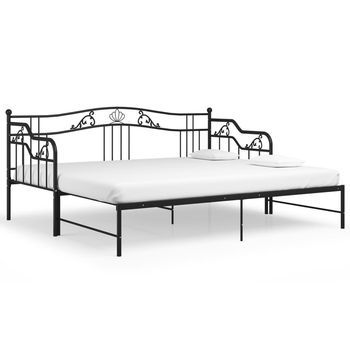 Estructura Sofá Cama Extraíble Sin Colchón Metal Negro 90x200cm Vidaxl