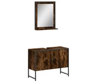 vidaxl set de muebles de bano 2 pzas madera ingenieria roble ahumado