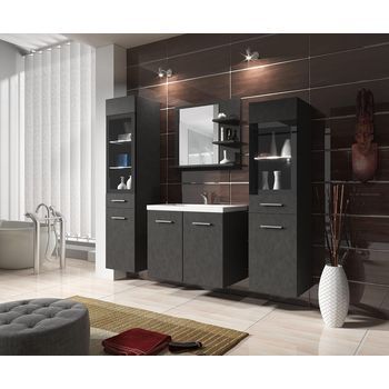 Conjunto De Muebles De Baño Madrid I, Juego De Muebles De Baño, Lavabo Incluido, Sin Iluminación Led, Color Matera