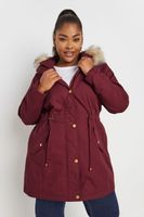 yours abrigo parka rojo frambuesa con capucha  mujer curvy y tallas grandes yours