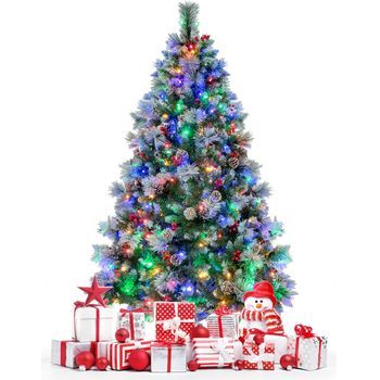 185 Cm Árbol De Navidad Artificial De Bisagras Con Agujas De Pino Costway 110 X 110 X 185 Cm