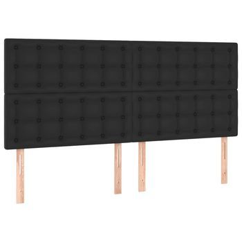 Pack 4 Uds Cabeceros Cama | Panel De Cabeceras De Cuero Sintético Negro 100x5x78/88 Cm