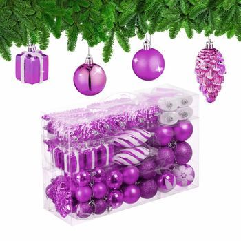 Bolas Para Árbol De Navidad En Un Juego De 72 Piezas - White/pink - 14x38.5x25cm