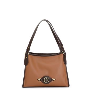 bolso shopping con bordes en contraste, etiqueta con logo cafènoir de metal tan