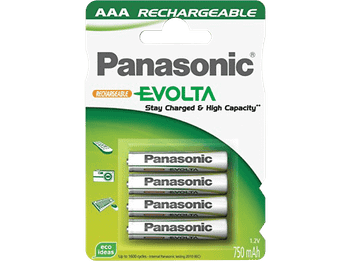 Pilas AAA - Wentronic, 750mAh, NiMH 4-BL EVOLTA, Panasonic, Níquel metal hidruro, 1.2V batería recargable