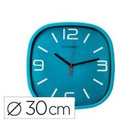 reloj q-connect de pared de plastico redondo 30 cm movimiento silencioso color azul