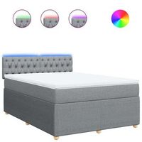 cama box spring con colchon tela gris claro 140x190 cm