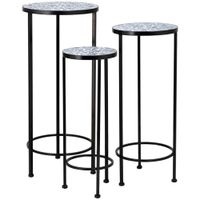 3 soportes de mosaico y forja d30x68h-d25x57h-d20x51h cm negro