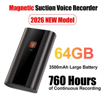 Grabadora de Voz Inteligente 360 °   Captación Omnidireccional, Grabación con Temporizador, Fijación Magnética, Compatible con Teléfono/Computadora, 64 GB