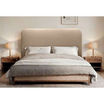 Dhome Cabecero Champán Curvo Con Patas Tapizado En Polipiel 110cm Altura 125cm Para Pared Acústico Absorbente Cama Dormitorio (champán, 110cm)