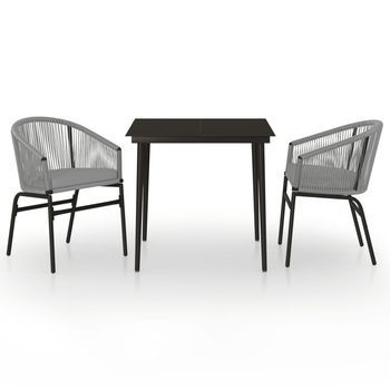 Juego De Comedor De Jardín 3 Uds | Conjunto Mueble Jardin Mesa Y Sillas Gris