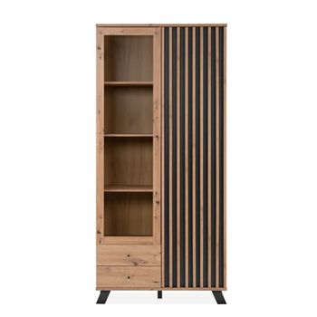 Vitrina 2 puertas y 2 cajones decoración roble l92 cm