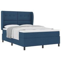 cama tipo box spring con cabecera azul 140 x 190 cm tela vidaxl