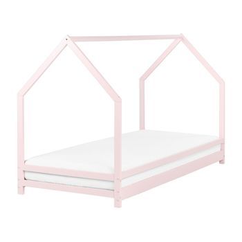 Cama Infantil Con Dosel Y Somier De Madera De Pino Rosa 90 X 200 Cm Appy