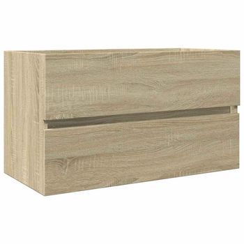 Armario Lavabo Madera De Ingeniería Roble Sonoma 80x38,5x45 Cm Vidaxl