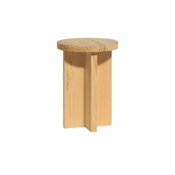 Taburete bajo de madera maciza natural 42 cm Barnizado
