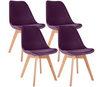 Juego de 4 sillas de comedor linares terciopelo lila 50x49x83 cm