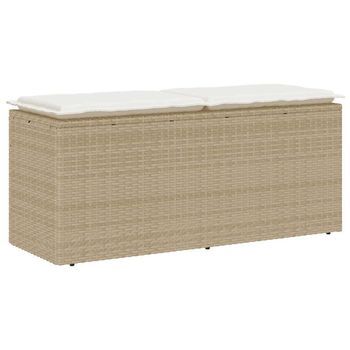 Banco De Jardín Con Cojín Ratán Sintético Beige 110x40x44 Cm Vidaxl