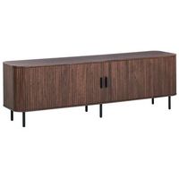 mueble tv retro con puertas correderas organizador de cables mdf patas de metal marron oscuro bradley