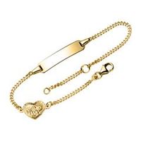 pulsera de oro de 9 quilates con corazon y angel grabados