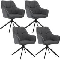 set 4 sillas de comedor giratorias 360 en chenilla y pana y metal silla de cocina con respaldo 45x41x86cm - gris oscuro - woltu