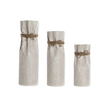 Jarron Set 3 Metal Cuerda 17x17x54 15x46/14x35