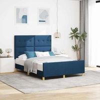 vidaxl estructura de cama con cabecera azul 140 x 190 cm tela